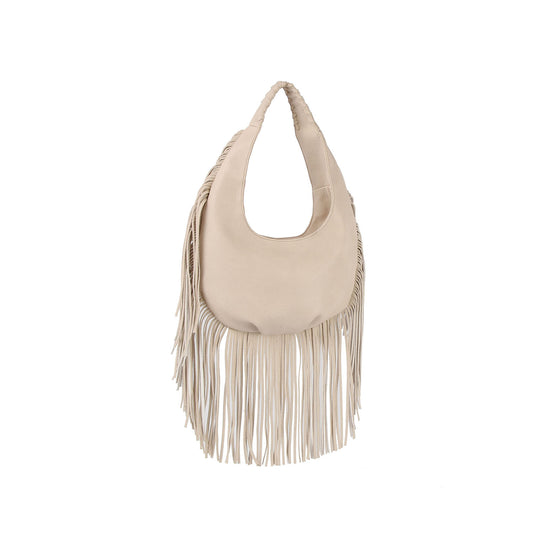 Whip stitched and fringed hobo