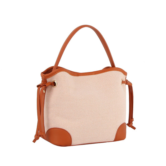 Mini canvas leather top handle satchel
