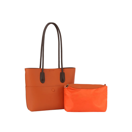 2 in 1 front pocket accent shopper tote bag