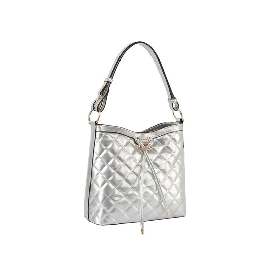 Patent glossy quilted shoulder bag