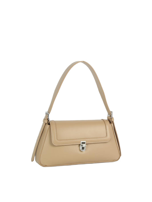 Calin Vintage Baguette Shoulder Bag with Push Lock Closure