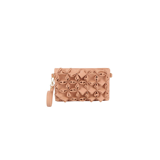 Flower pattern ruched clutch