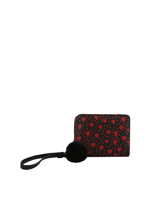 Calin heart printed wallet with a wristlet
