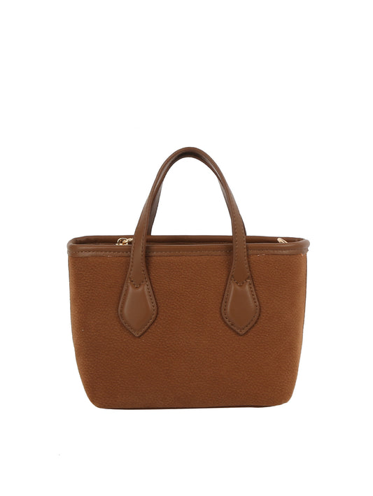 Suede Tote with Contrasting Handle