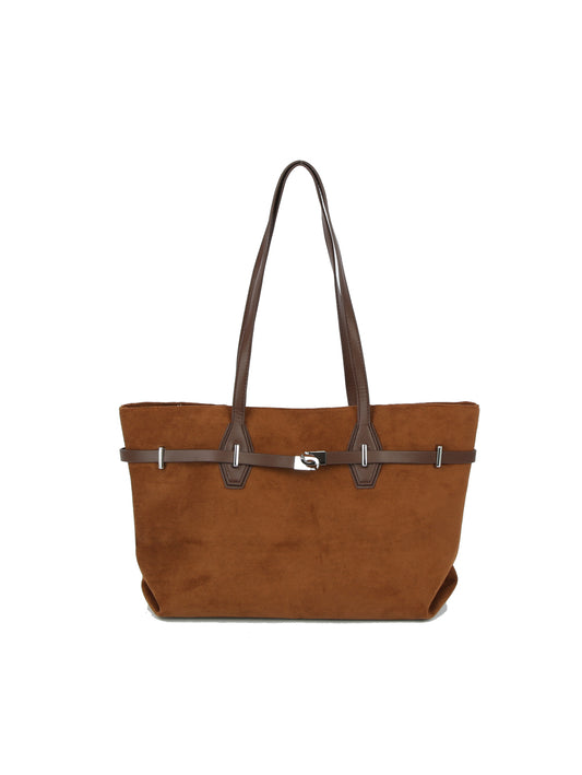 Calin Double-Handle Belted Tote Bag