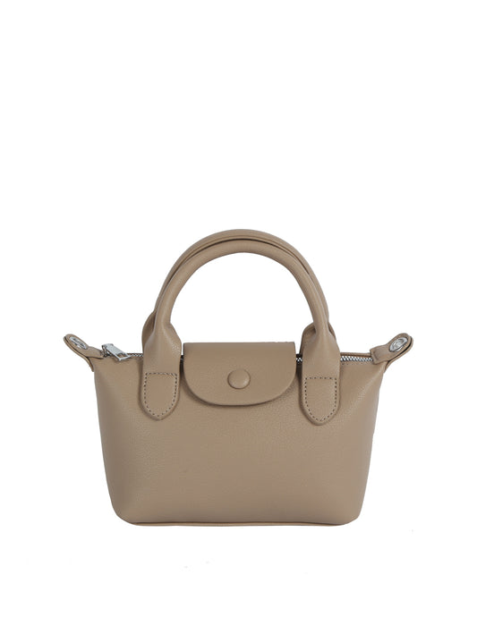 Beige handbag with a handle on a white background