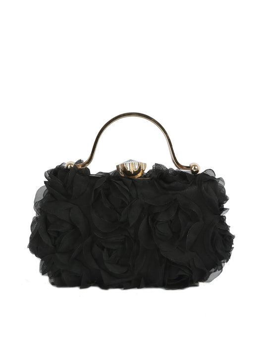 Calin Collection Sculpted Fabric Roses Covered Evening Bag
