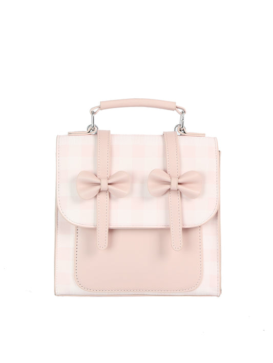 Calin Dual-Strap Plaid Bow Accent Mini Backpack