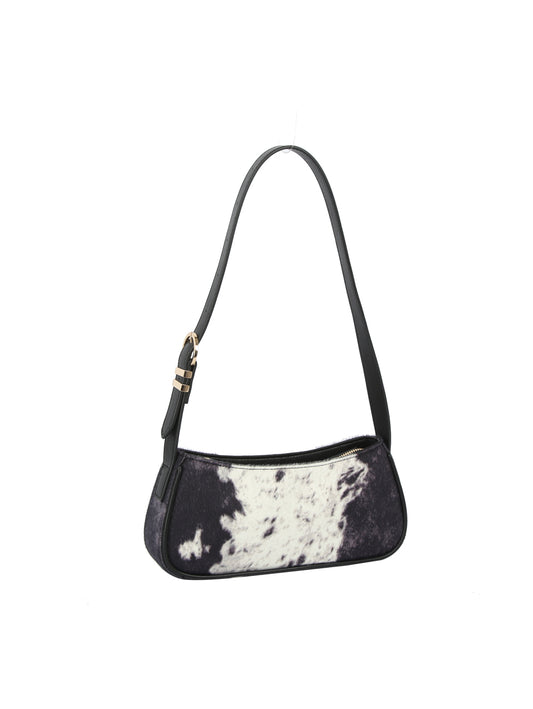 Calin Cow Print Real Leather Shoulder Bag