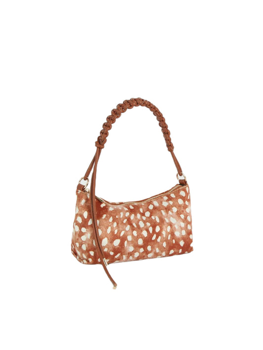 Calin Faux Fur Animal Print Braided Shoulder Bag