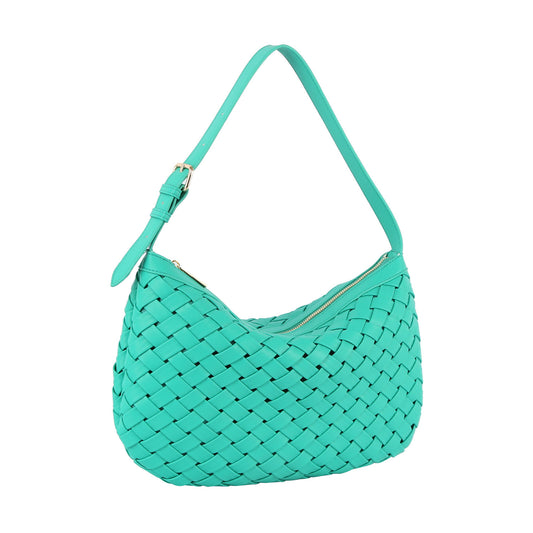 Woven shoulder hobo bag
