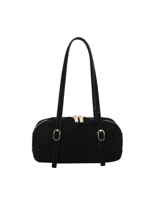Calin Puffy Quilted Suede Shoulder Bag