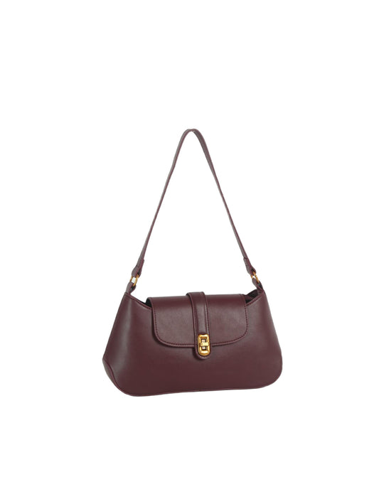 Classic Flap Shoulder Bag with Gold-Tone Clasp Hardware