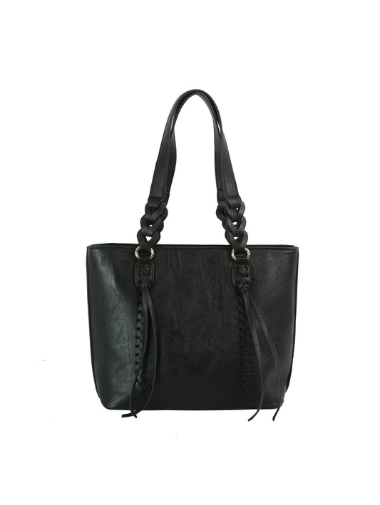 Calin Collection Braided Handle Tote Bag Handbag
