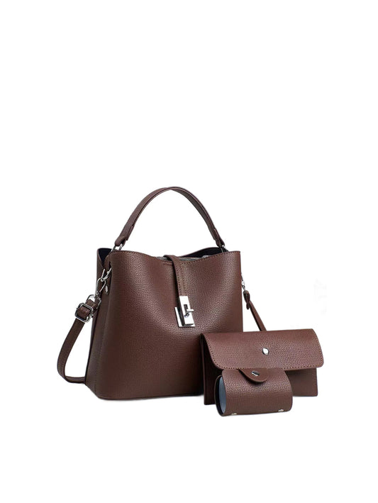 3PC Structured Bucket Bag and Matching Wallet Set