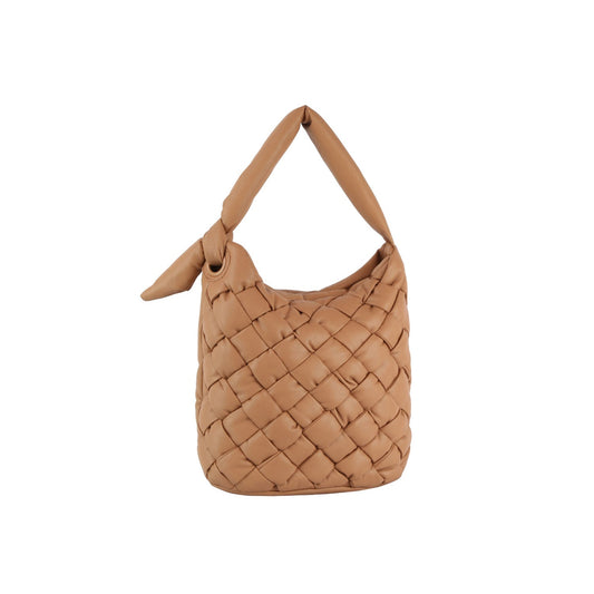 Padded woven tie handle hobo