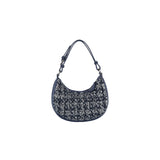 Spangled and quilted denim shoulder bag