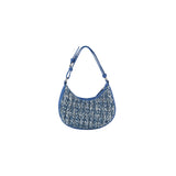 Spangled and quilted denim shoulder bag