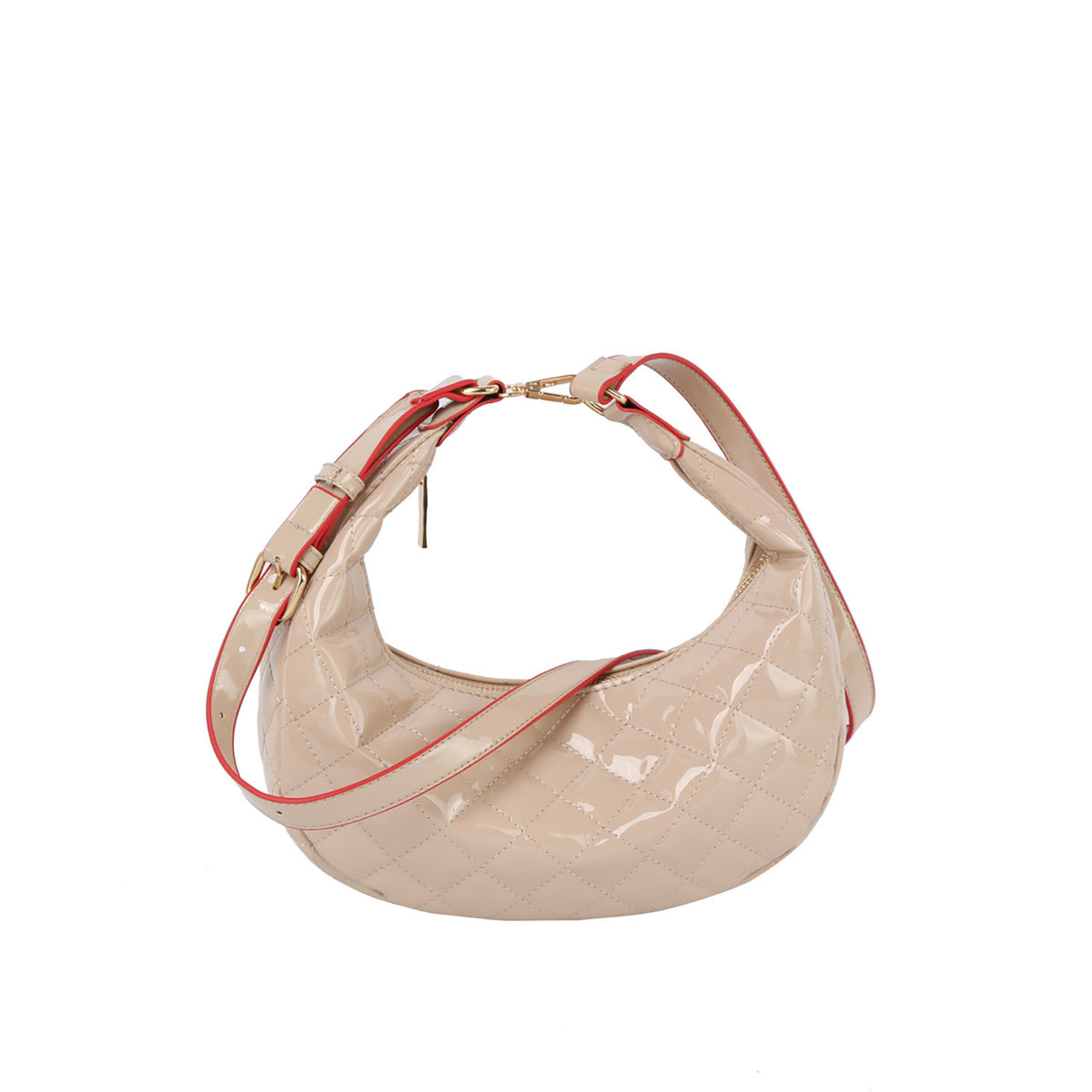 Glossy crescent convertible shoulder bag hobo