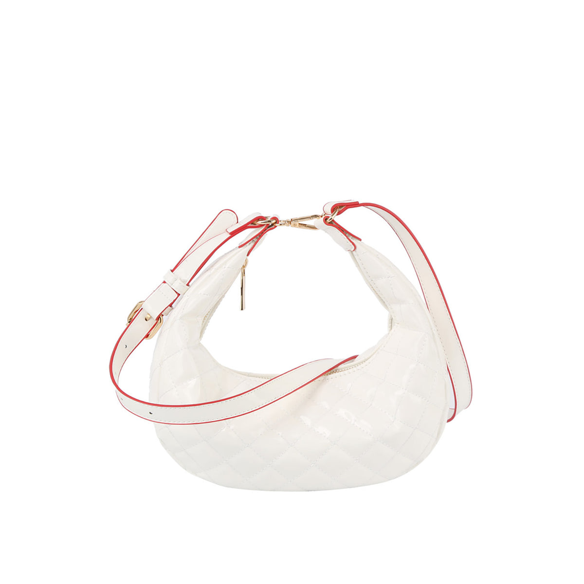 Glossy crescent convertible shoulder bag hobo