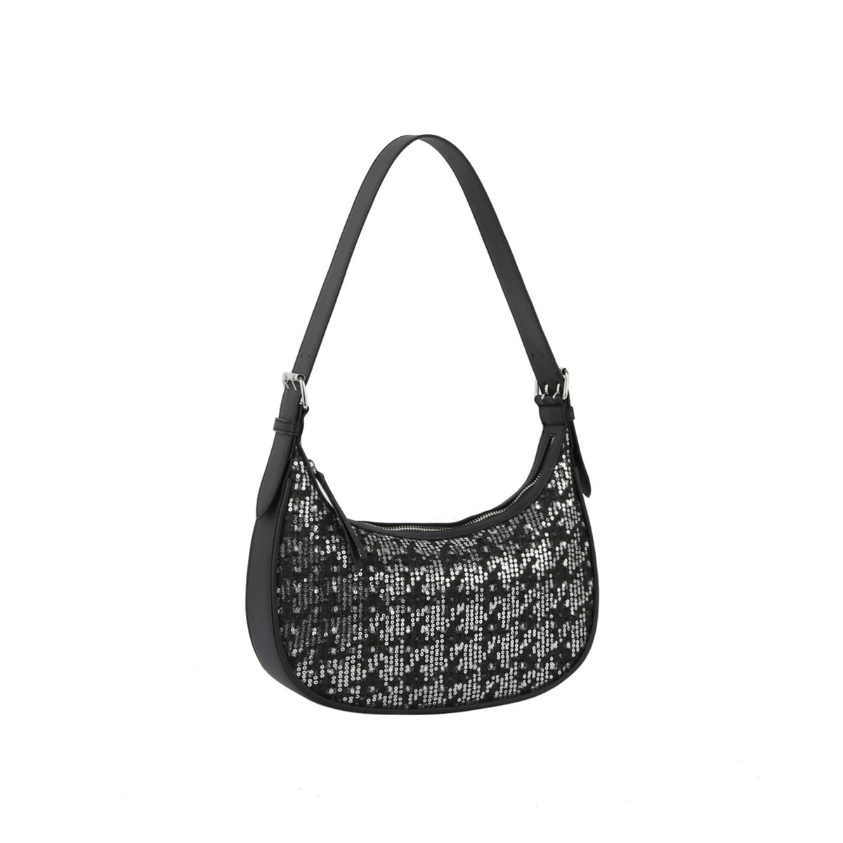 Sequin half moon shoulder hobo bag