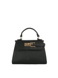 Trapeze Top-Handle Handbag with Gold-Tone Lock Hardware