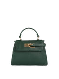 Trapeze Top-Handle Handbag with Gold-Tone Lock Hardware
