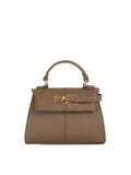 Trapeze Top-Handle Handbag with Gold-Tone Lock Hardware