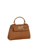 Trapeze Top-Handle Handbag with Gold-Tone Lock Hardware