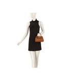 Trapeze Top-Handle Handbag with Gold-Tone Lock Hardware