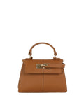 Trapeze Top-Handle Handbag with Gold-Tone Lock Hardware