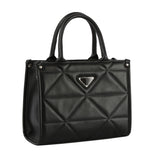 Triangular quilted boxy satchel bag