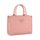 Triangular quilted boxy satchel bag