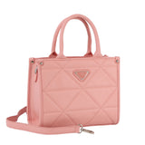 Triangular quilted boxy satchel bag