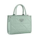 Triangular quilted boxy satchel bag