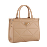 Triangular quilted boxy satchel bag