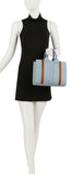 Denim front stripe boxy satchel bag