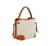 Mini canvas leather top handle satchel