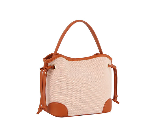 Mini canvas leather top handle satchel