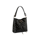 Patent glossy quilted shoulder bag