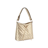 Patent glossy quilted shoulder bag