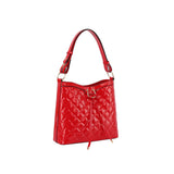 Patent glossy quilted shoulder bag