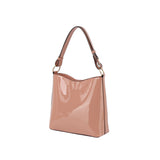 Patent glossy quilted shoulder bag