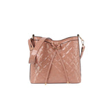 Patent glossy quilted shoulder bag