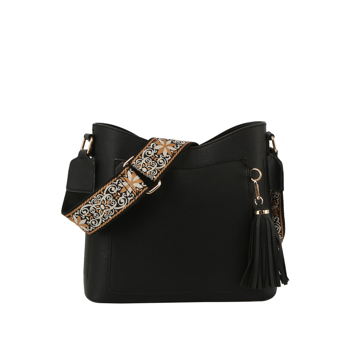 Tassel front pocket crossbody bag