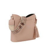 Tassel front pocket crossbody bag