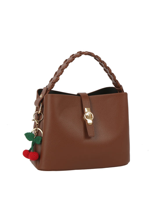 Satchel with Braided Handles and Crocheted Charm