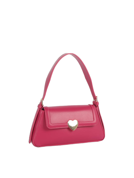 Calin Heart Lock Baguette Shoulder Bag