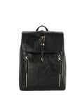 Calin Buckle-Flap Backpack with Vertical Zip Pockets