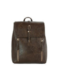 Calin Buckle-Flap Backpack with Vertical Zip Pockets